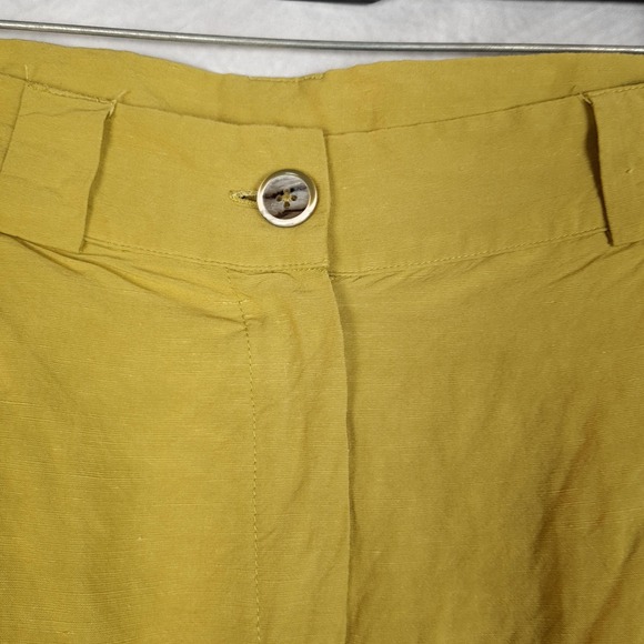 OZAI N KU Mandala Pants Womens Large Yellow Wide Leg Linen Rayon Pleated Casual - Picture 4 of 16